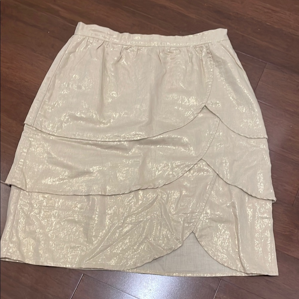 Anthropologie Sparkling Cream Bubble Party Skirt Asymmetrical Tiered